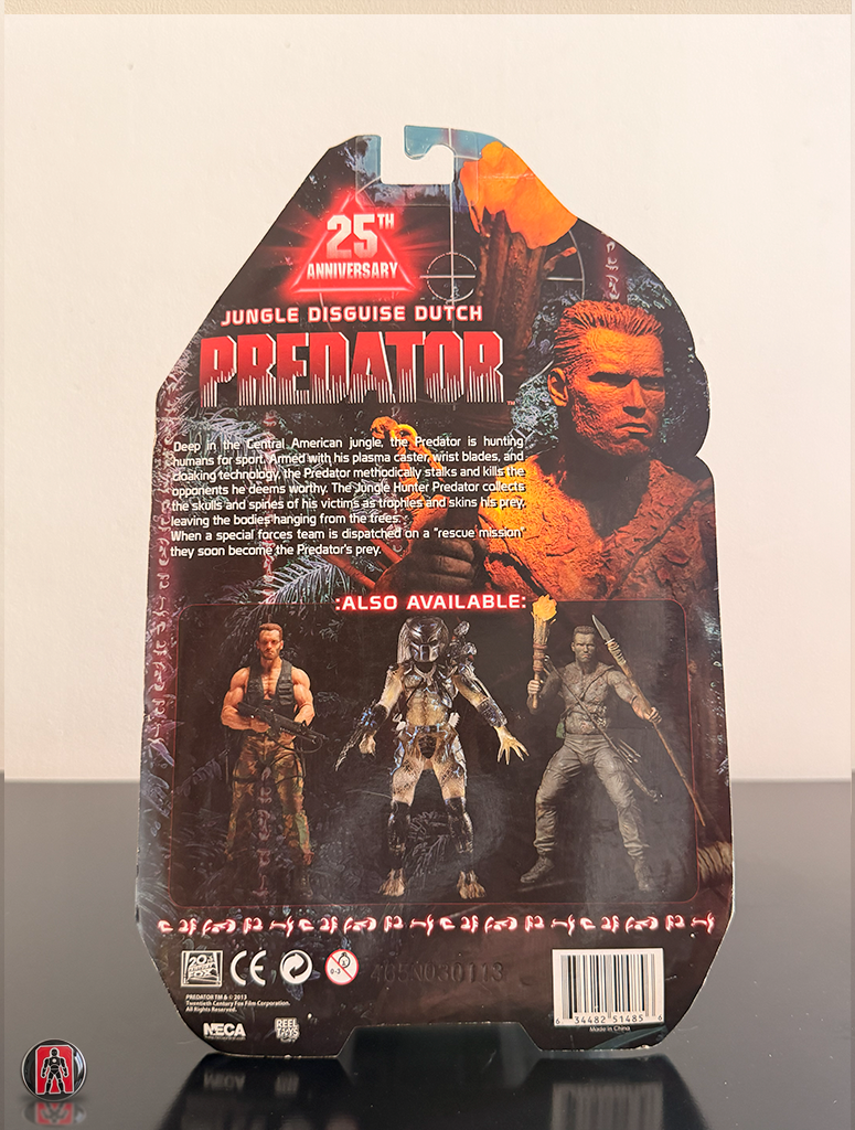 NECA Predator 25 Aniversario Dutch Disfraz Selva MOSC 7"