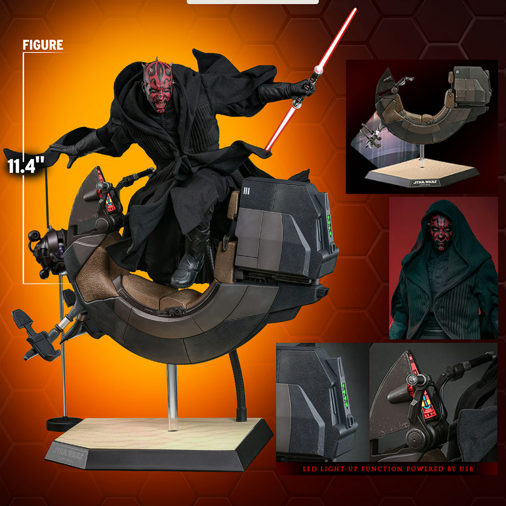 Darth Maul with Sith Speeder – Figura y Vehículo Coleccionable Star Wars Escala 1/6