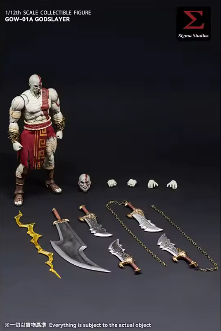 Sigma Studios GOW-01A Kratos El Tirador Blanco Espartano Figura Articulada Escala 1/12